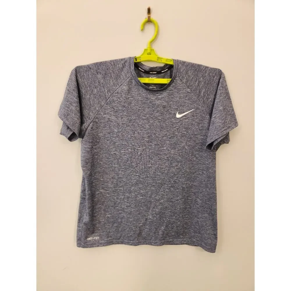 Nike Swim Dri-Fit UPF TShirt Mens Large Blue Short Sleeve T Shirt Crew Heather